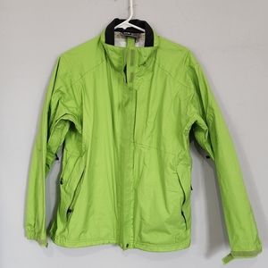 REI Ultralight Nylon Rain Jacket Vented pocketed Women’s Zip Up Lime Green Lrg